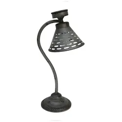 DELUKE Solar-Tischlampe RENNES Kunststoff Silber-antik 57x22x30cm Gartenlampe Tischlampe Outdoor Leuchte