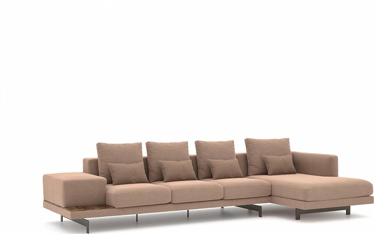 Luxus Beige Ecksofa L-Form Polstermöbel Wohnzimmer Designer Einrichtung