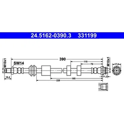 Bremsschlauch ATE 24.5162-0390.3 für Ford Volvo Mondeo IV Turnier
