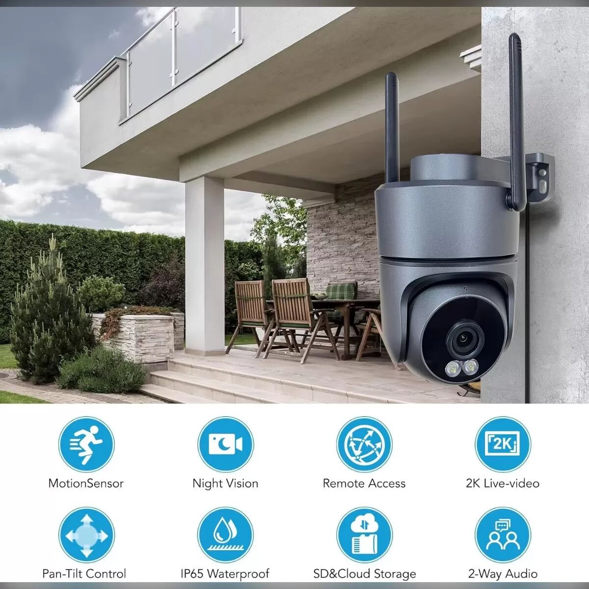 INF ICSEE App-gesteuerte 4MP Smart WiFi PTZ Überwachungskamera mit Cloud-Speicher 64