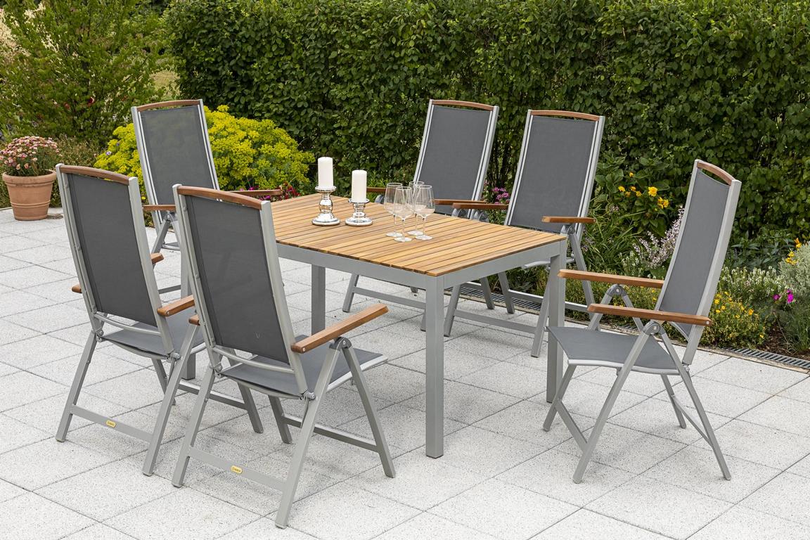 MERXXHANDELS Siena Set 7tlg 6 Sessel Tisch 150x90cm 16909304