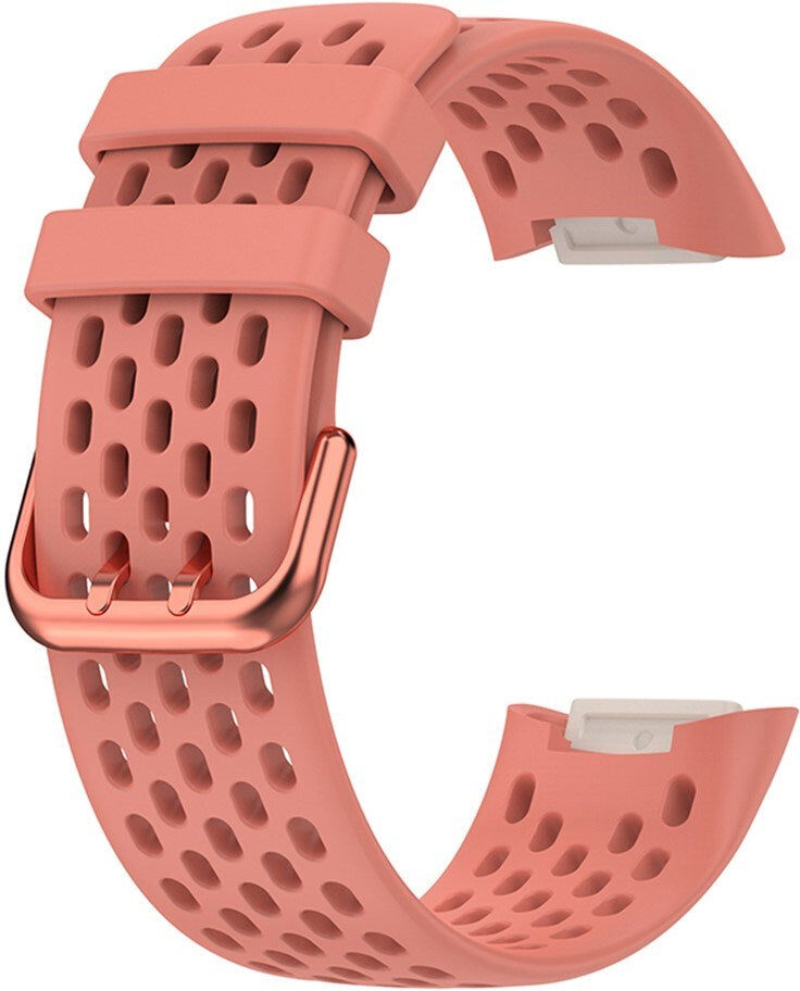 EIDERWOOD Fitbit Charge 6 / 5 Silikone Rem m. Huller - Lyserød