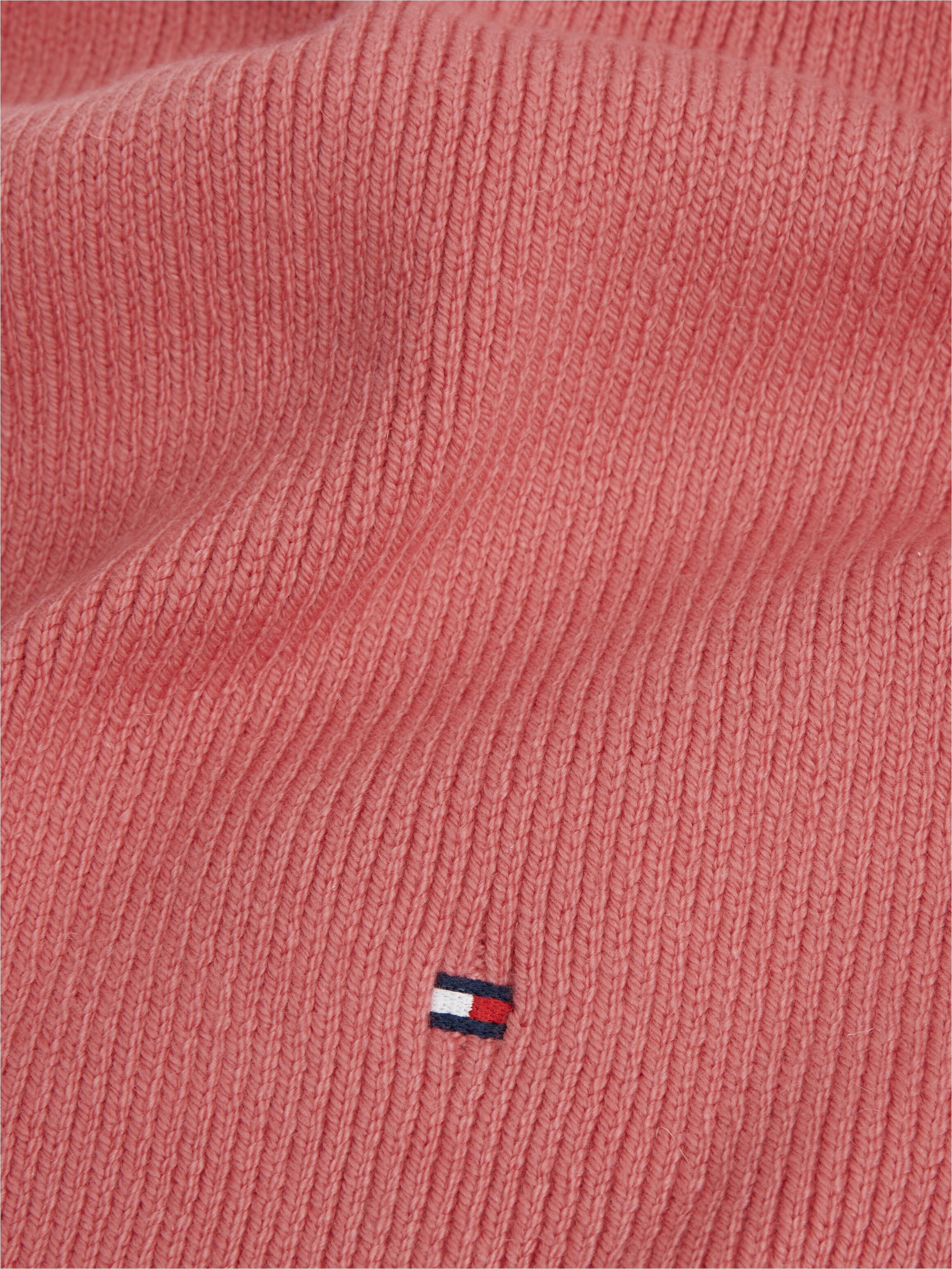 Strickschal TOMMY HILFIGER "TH FLAG KNIT SCARF", Damen, rosa (english pink), Strick, Baumwollmischung, Modetücher Strickschal, mit Wolle und Hilfiger Flag english pink Einheitsgröße