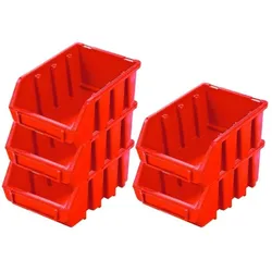PROREGAL Mega Deal 5x Sichtlagerbox 2 | HxBxT 7,5x11,6x16,1cm | Polypropylen | Rot | Sichtlagerbehälter, Sichtlagerkasten, Sortierbehälter