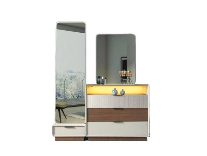 Xlmoebel Kombikommode Moderne Holzkommode mit LED-beleuchtetem Spiegel (Kombikommode, 1 St., 2tlg.Schlafzimmer Set (Kommode mit Spiegel), Hergestellt in Europa