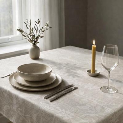 Tischdecke OTTO HOME "Linnah" Gr. 2, beige (sand), B:180cm L:130cm, Polyester, Tischdecken, Tischdecke, pflegeleicht, Esszimmer, Dekoration, uni