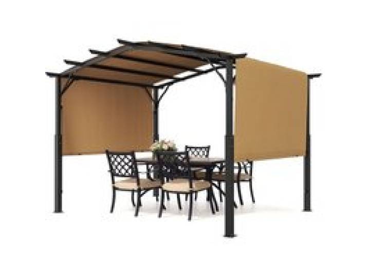 VEVOR Pergola 3x3 m, Gartenpavillon mit gewölbter Oberseite, Überdachung mit Schiebedach, großer Terrassenpavillon, Partyzelt, robuste Gartenpergola für Terrasse, Hinterhof, Veranda, Pool