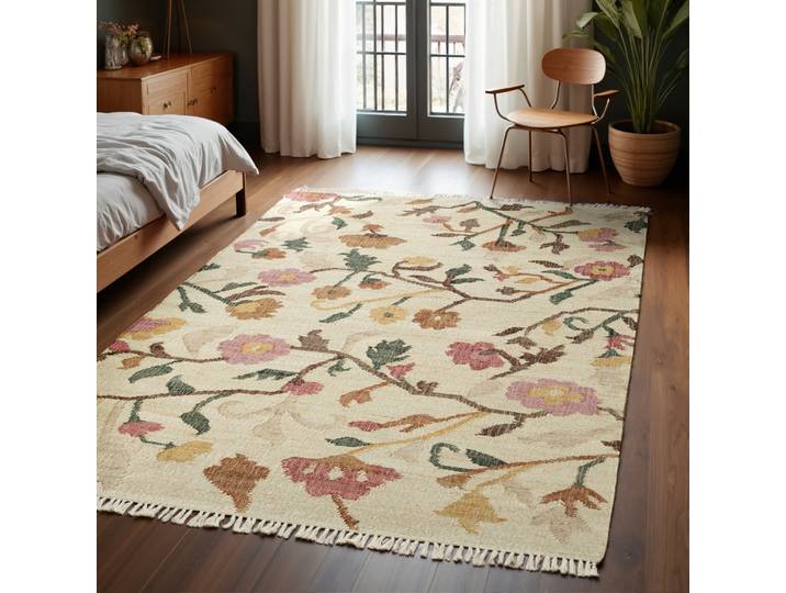 Teppich ELLE DECORATION Kelim Violette , bunt (creme multifarben), B:80cm H:3mm L:150cm, Baumwolle, Jute, Teppiche, Teppich, Jute, Baumwolle, Natur, Handgewebt, Kelim, orientalisch, Boho