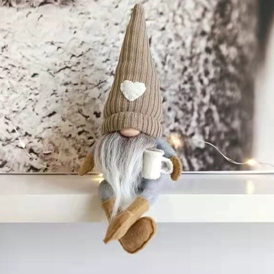 Playful Picks Handmade Coffee Gnome Perfect Gift For Coffee Lovers, Christmas & Housewarming Brown Left