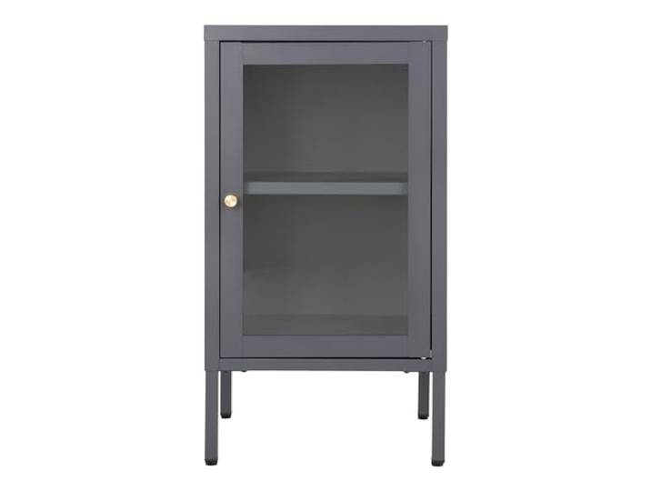 möbelando Beistellschrank >Dalby< in Grau, Metall - 38x70x35cm (BxHxT)