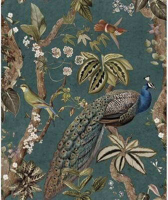 Holden Cassia Peacock Non-Pasted Wallpaper - Covers 56 Square Feet