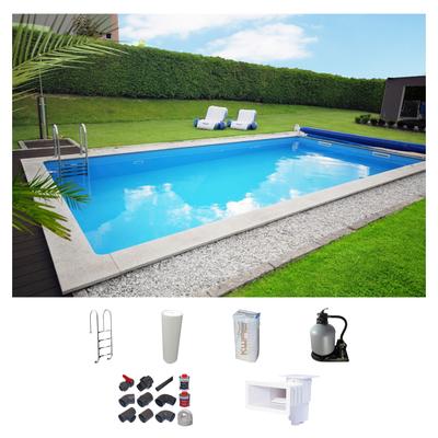 Rechteckpool KWAD "mit Edelstahlleiter", weiß, B:300cm H:150cm L:400cm, Schwimmbecken, in verschiedenen Größen, mit Foliensack 0,6mm