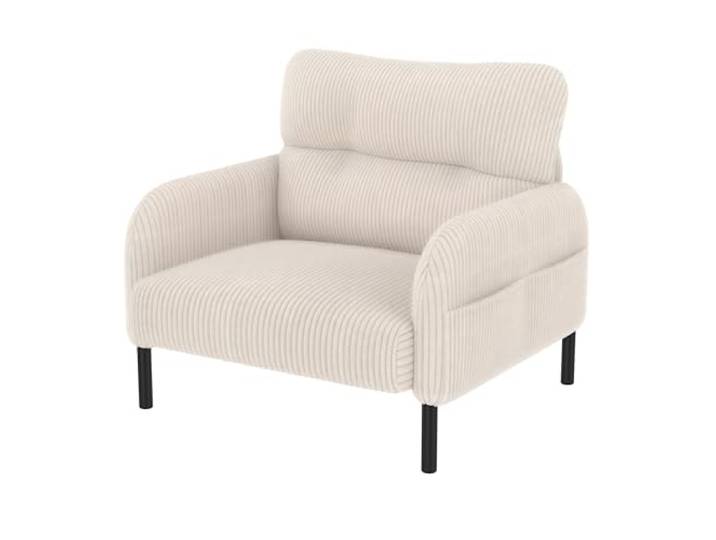 WEALTHOUSE Modulares Cord Sofa Set aus Zweisitzer,Sessel und Hocker mit ergonomischer Rückenlehne,Seitentasche und stabilem Metall‑Holz‑Gestell – für Wohnzimmer & kleine Apartments (Beige,Sessel)