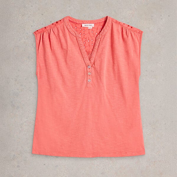 White Stuff Dina Tank Top Mid Coral