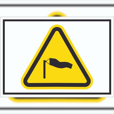 HB-Druck Aufkleber Warnung starker Wind Symbol A6 (105x148mm)