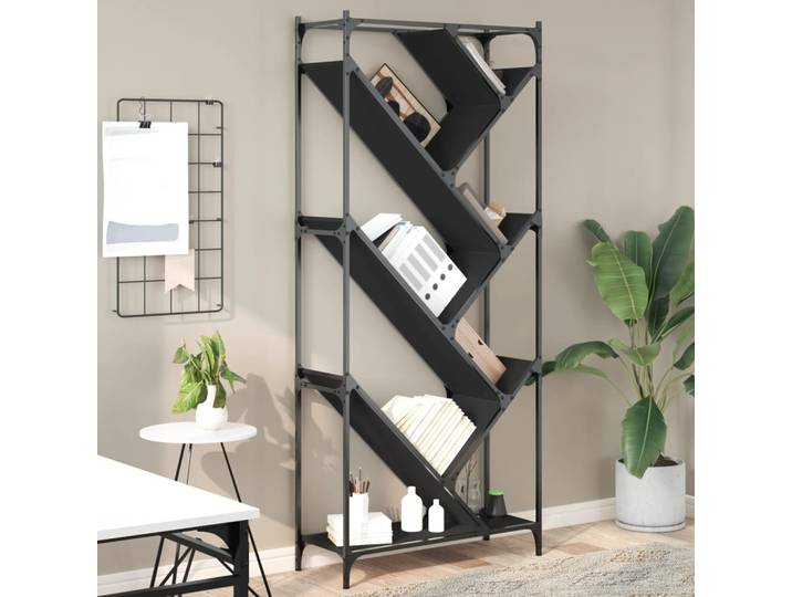 vidaXL Bücherregal Schwarz 79x30x180 cm Holzwerkstoff und Metall