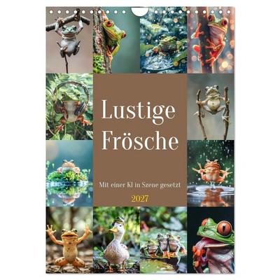 Lustige Frösche (Wandkalender 2027 DIN A4 hoch), CALVENDO Monatskalender