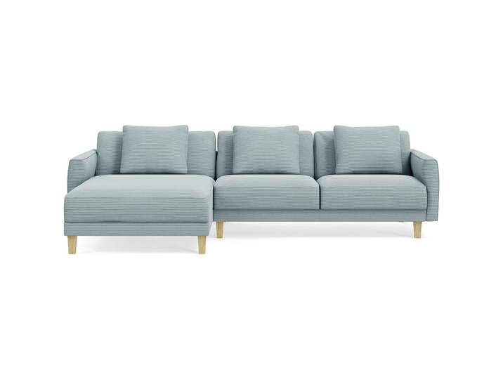 Ecksofa Avena Stoff/Holzfuss Eiche Aqua B 278 T 163 cm - Möbel Konfigurator: Traummöbel individuell zusammenstellen