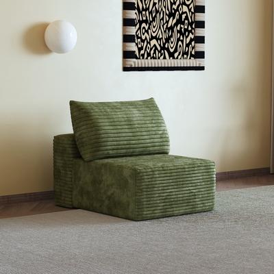 TOP_RATED Fabric Sectional Sofa Compact Single Seater Upholstered Design Green