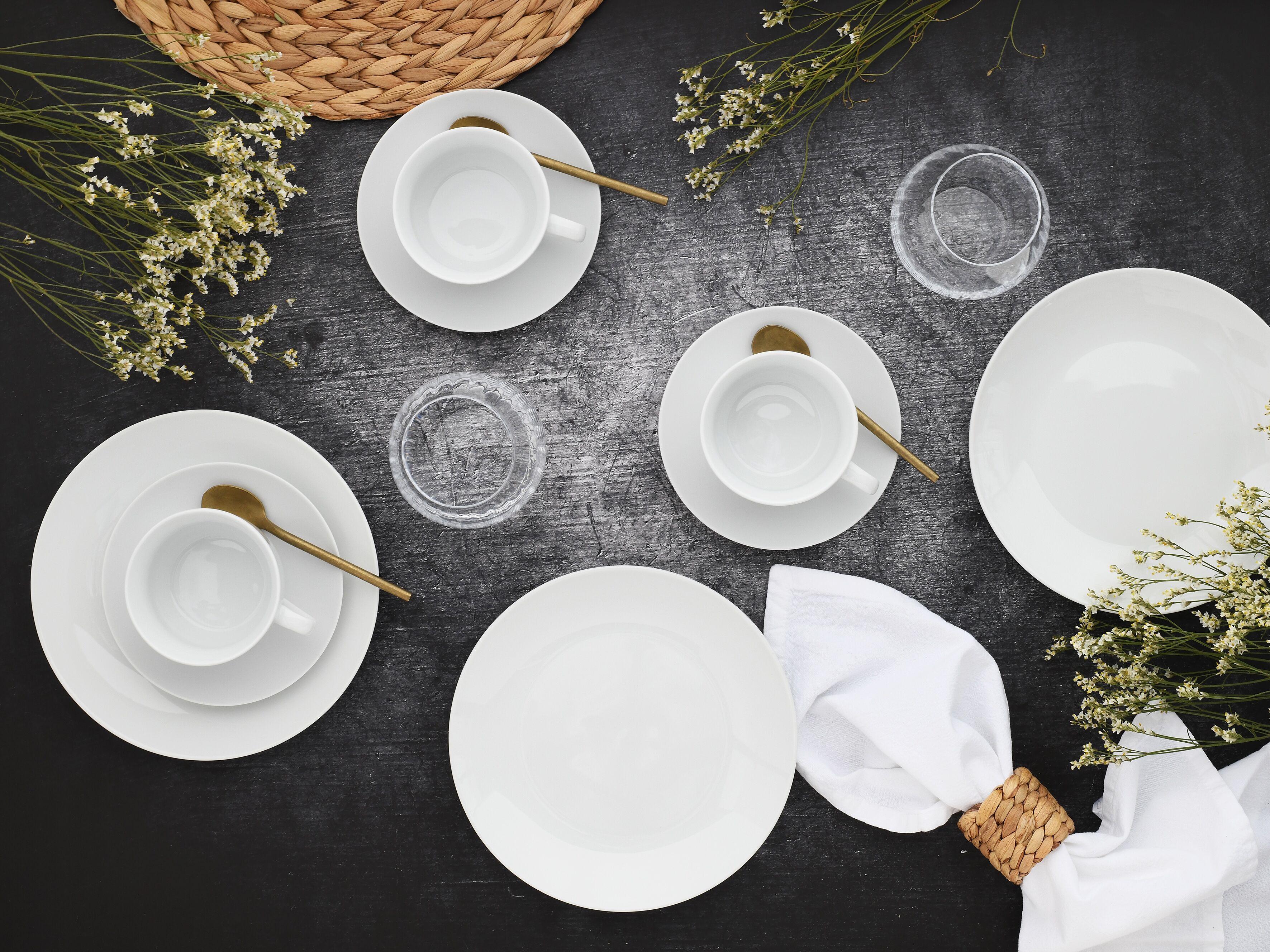 Kombiservice CREATABLE "Geschirr-Set Luna", weiß, 80 Stk., Porzellan, Geschirr-Sets, Kombiservice, Service, weiß, Großzusammenstellung, 80 Teile, für 8 Personen, Topseller