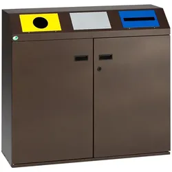 Mülltrennsystem VAR WS 97 3-fach deep-brown 3 x 80 L Doppelflügeltür mit Doppelbartschloss und prakt. Griffmulden