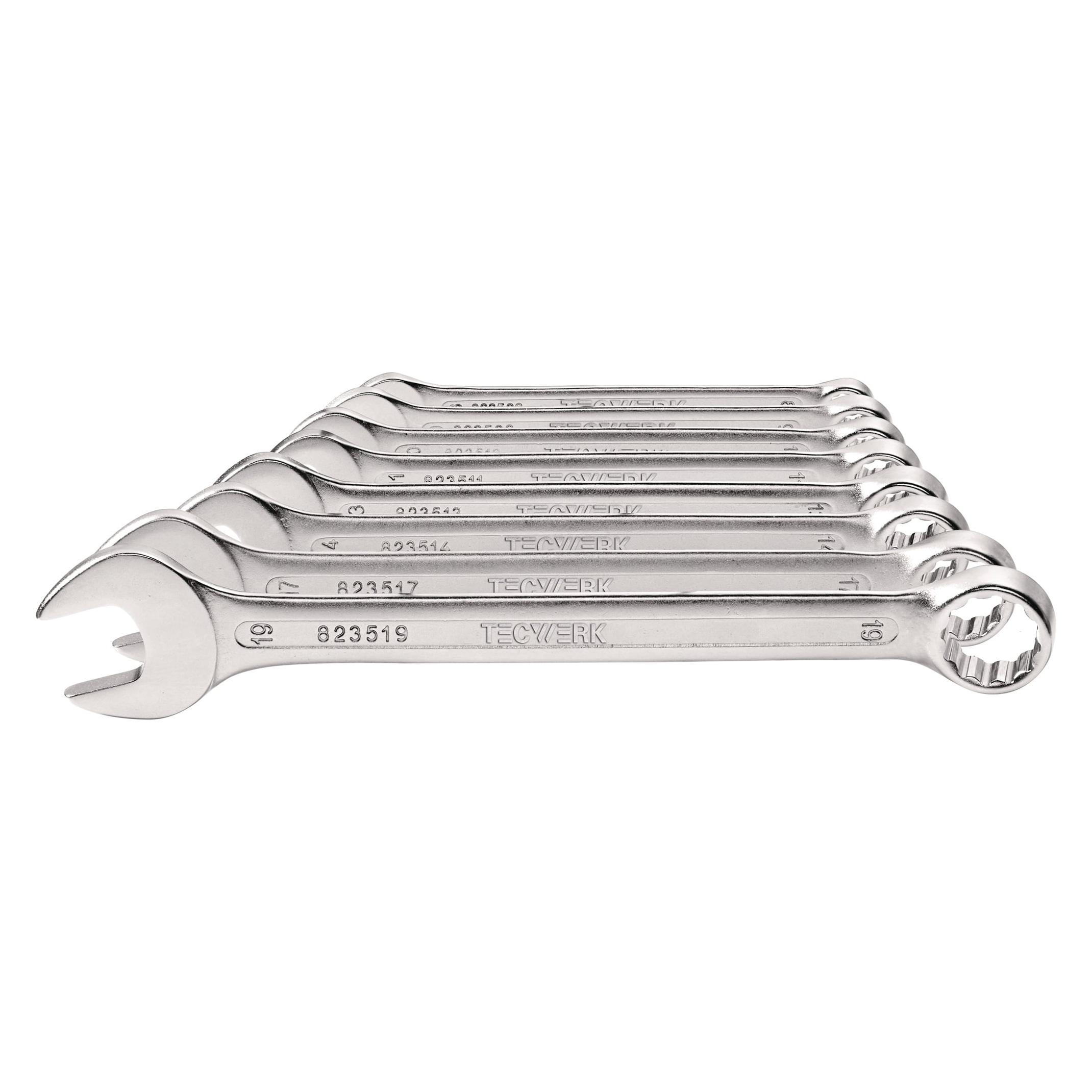 Tecwerk Ringmaulschlüsselsatz 12-teilig Schlüsselweite 6-22 mm Form A CV-Stahl (2000823603)