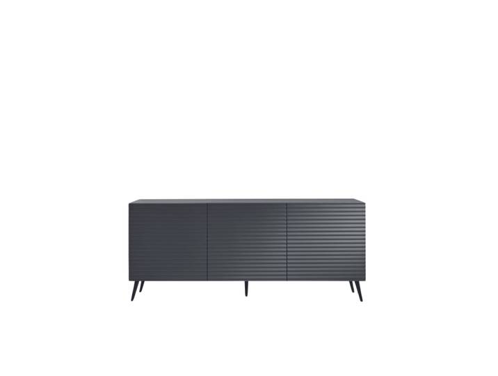 Buffet 3 portes en bois laqué, piètement 5 pieds, 180 x 50 cm