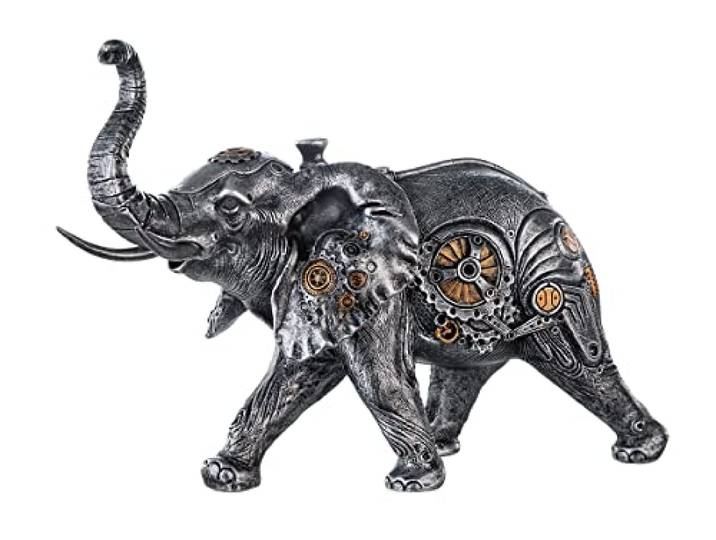 Casablanca modernes Design GILDE Skulptur Steampunk Elephant Kunstharz silberfarben 37041 - Höhe 23 cm