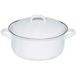 Riess Kasserolle mit Deckel Ø12cm 0,5L Weiss Emaille