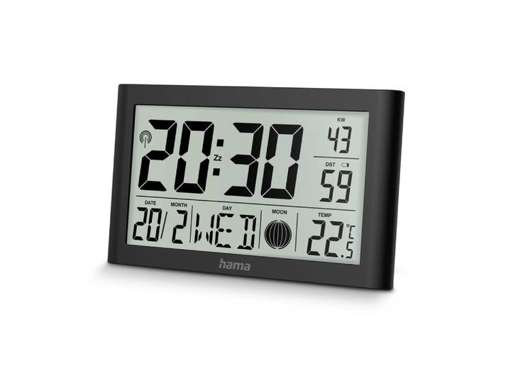 Funkwanduhr HAMA Digitale Funkuhr Martinique , Schwarz , schwarz, Funkuhr, Wanduhren, Funkwanduhr, Tischuhr mit Thermometer