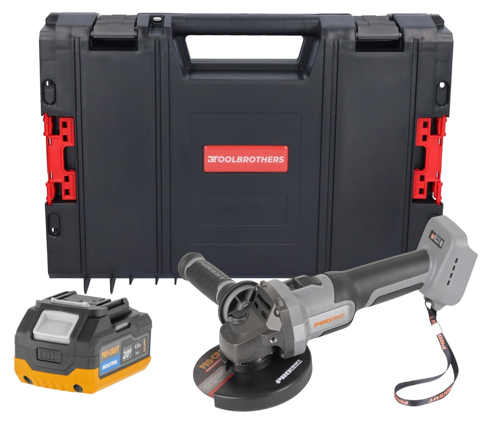 Procraft Industrial AG125Abb accu-haakse slijper 20 V 125 mm borstelloos Solo