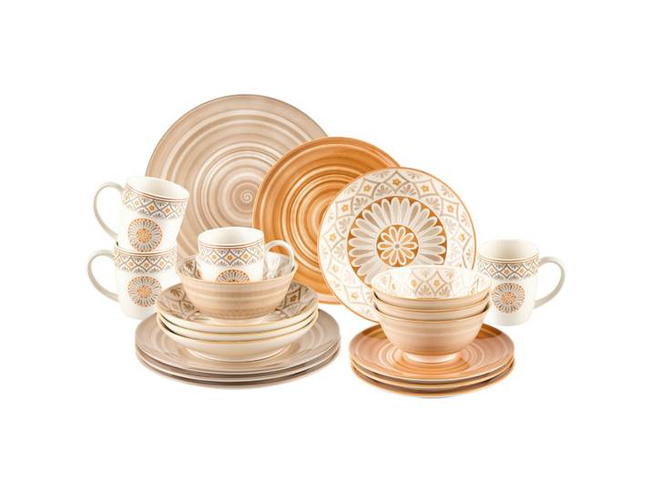 Landscape Kombiservice Cordoba, Terracotta, Keramik, 20-teilig, Farbverlauf, 360 ml,740 ml, Lfgb, Geschirr, Geschirrsets, Kombiservice
