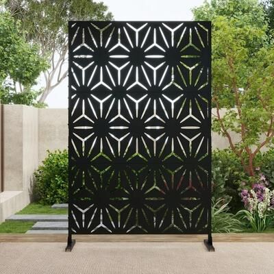 Lumibee Outdoor Metal Privacy Screen Fence Panel Star Pattern