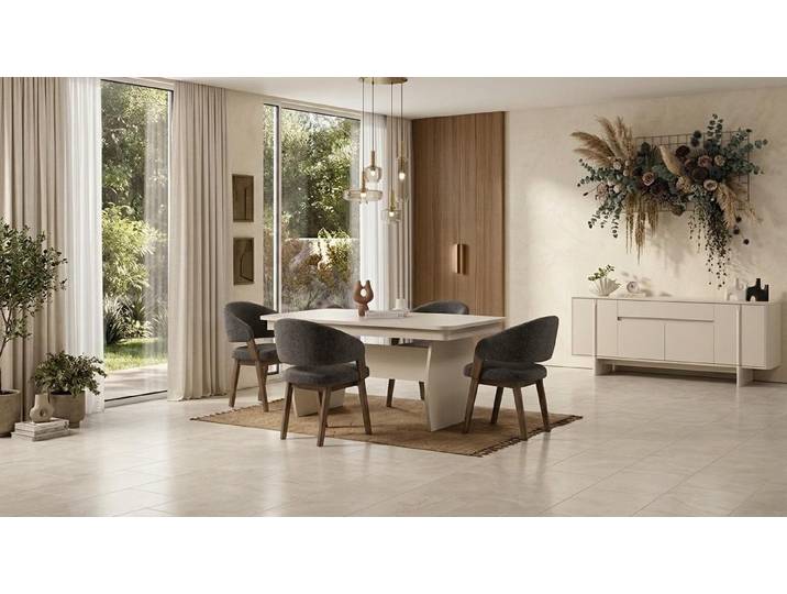 Xlmoebel Esszimmer-Set Tisch Konsole Wohnzimmer Stil modern weiß rechteckig geräumig, (Esszimmer-Set, 2-St., 2-tlg)