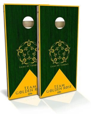 Skip's Garage Team Golden Rose Outdoor Cornhole Board Set