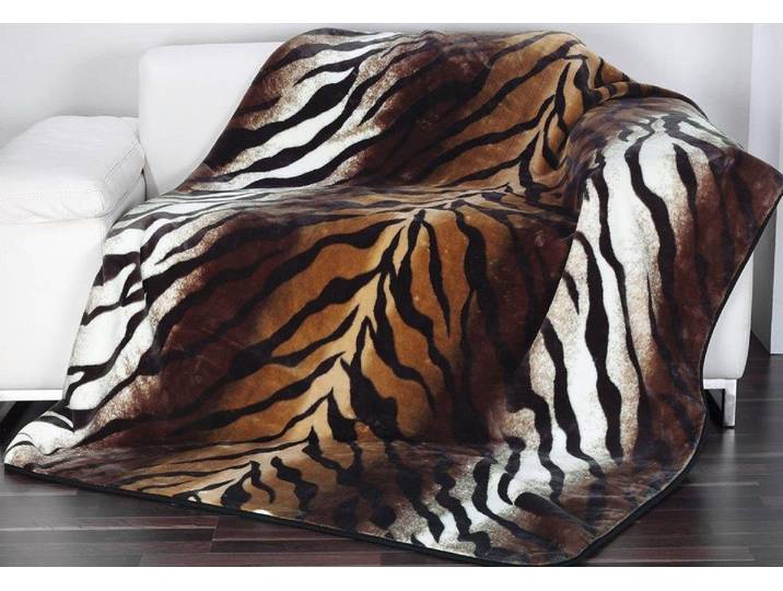 Wohndecke GÖZZE Königstiger , braun, B:150cm L:200cm, Kunstfaser, Wohndecken, Wohndecke, Animalprint, Kuscheldecke