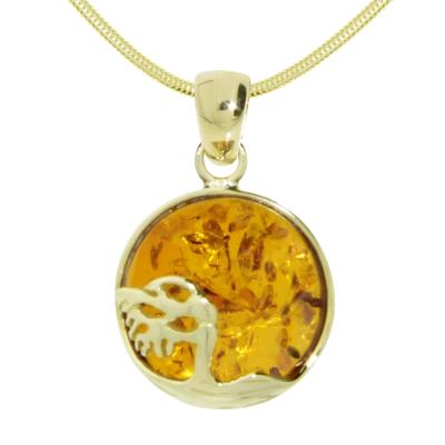 Kette mit Anhänger OSTSEE-SCHMUCK "Ostsee-Schmuck Kette mit Anhänger Windflüchter 16 mm" Gr. 45, gold, Halsketten, Damen, 45cm, Gelbgold 333, L: 42