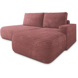 ECKSOFA AVINI T R-S Rosa Kordstoff mit Schlaffunktion