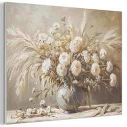 AKUSTIKBILD Blumen - Vase - Stilleben - Beige Wandbild Wohnzimmer 100x70 cm