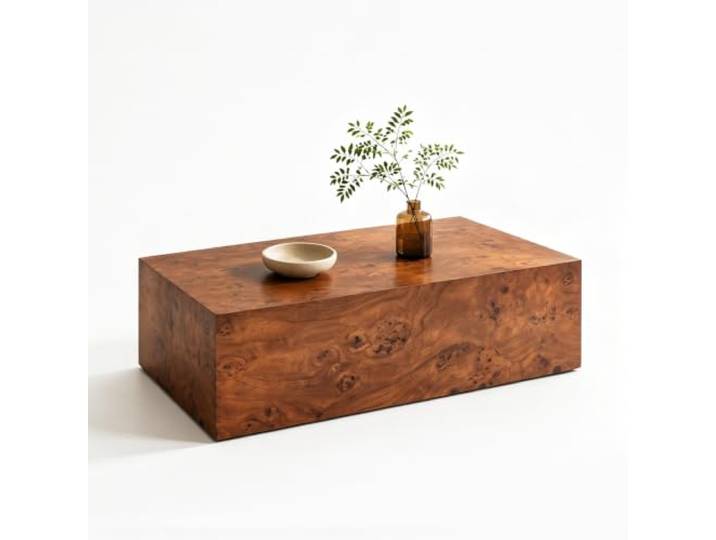 Rechteckiger Couchtisch 90×50×30 cm MDF, edle Nussbaum‑Holzoptik, einteilig