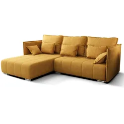 ECKSOFA L Form Florinna Gelb 245/182/87 cm mit Schlaffunktion