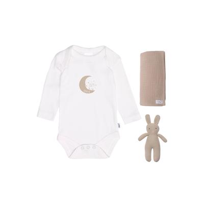 Erstausstattungspaket LILIPUT "Born in 2024", Mädchen, Gr. 50/56, weiß (weiß, beige), 100% Baumwolle, KOB Set-Artikel Erstausstattungspaket, 3-teilig mit weichem Musselintuch