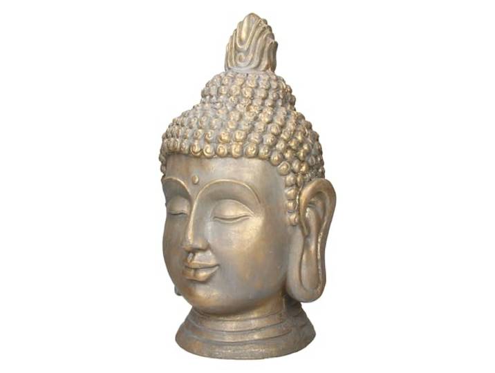 ECD Germany Buddha Figur Kopf Statue 53 cm, Polyresin, Bronzeoptik, für Yoga, Feng Shui oder Meditationsraum, Haus, Wohnung & Garten, Innen/Außen, Garten Dekoration Deko Skulptur Dekofigur Gartenfigur