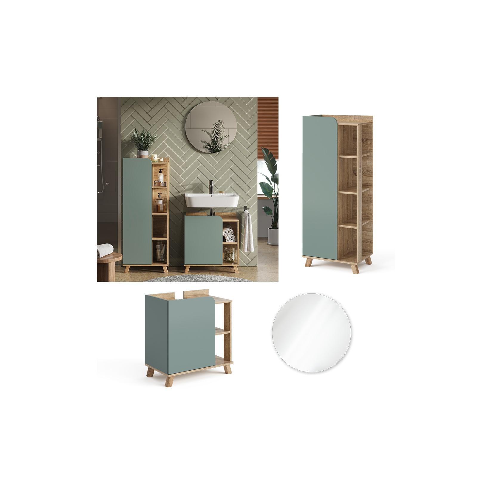 Vicco Badmöbel-Set Karen Sonoma Mintgrün 3 Teile