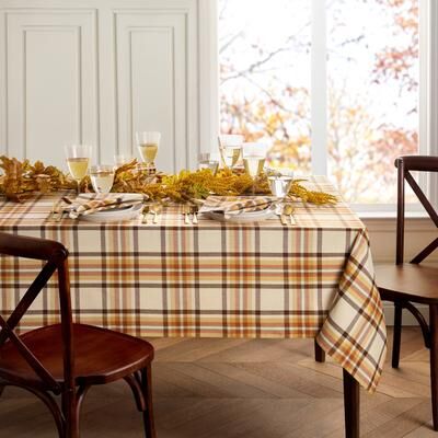 Threadmade Russet Harvest Woven Plaid Tablecloth