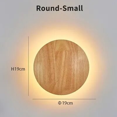 Friendly Fresh Finds Nordic Wooden LED Bedside Wall Lamp Modern Wall Sconce For Bedroom Living Room Decor circular 8w