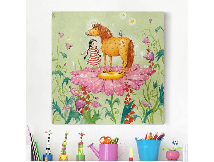 Tableau déco poney magique 30 x 30cm Multicolore