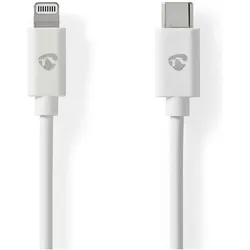 Nedis 2er-Set iPhone Ladekabel, Lightning, Kabel, USB-C, MFi Zertifiziert, 2 m, weiss (2 m, USB 2.0, 18 W), USB Kabel