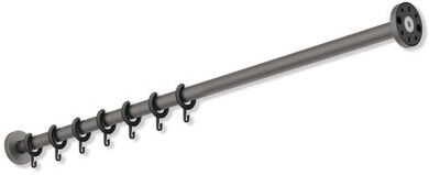 Hewi System 900 Vorhangstange 900.34.40060SC Edelstahl pulverbeschichtet dunkelgrau, perlglimmer tiefmatt, Länge 1000mm, 10 Vorhangringe