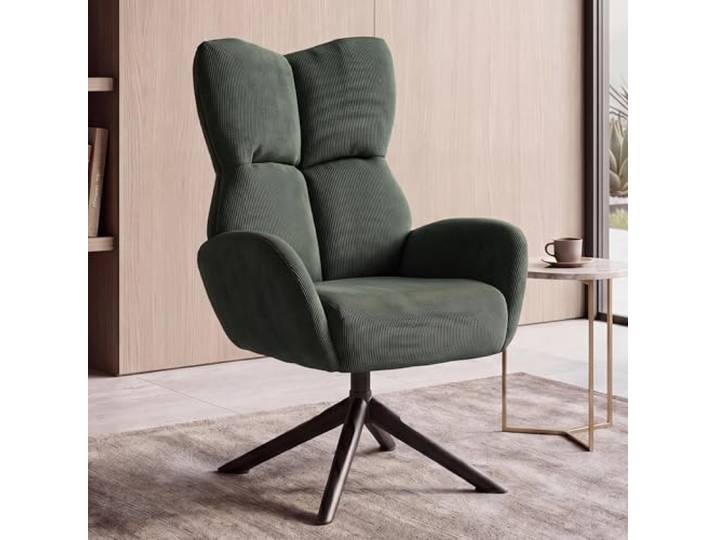 Mendler Loungesessel HWC-Q54, drehbar Metall Cord (320g/m²) - grün Cocktail-/Polster-/Relaxsessel, Sessel, Loungestuhl